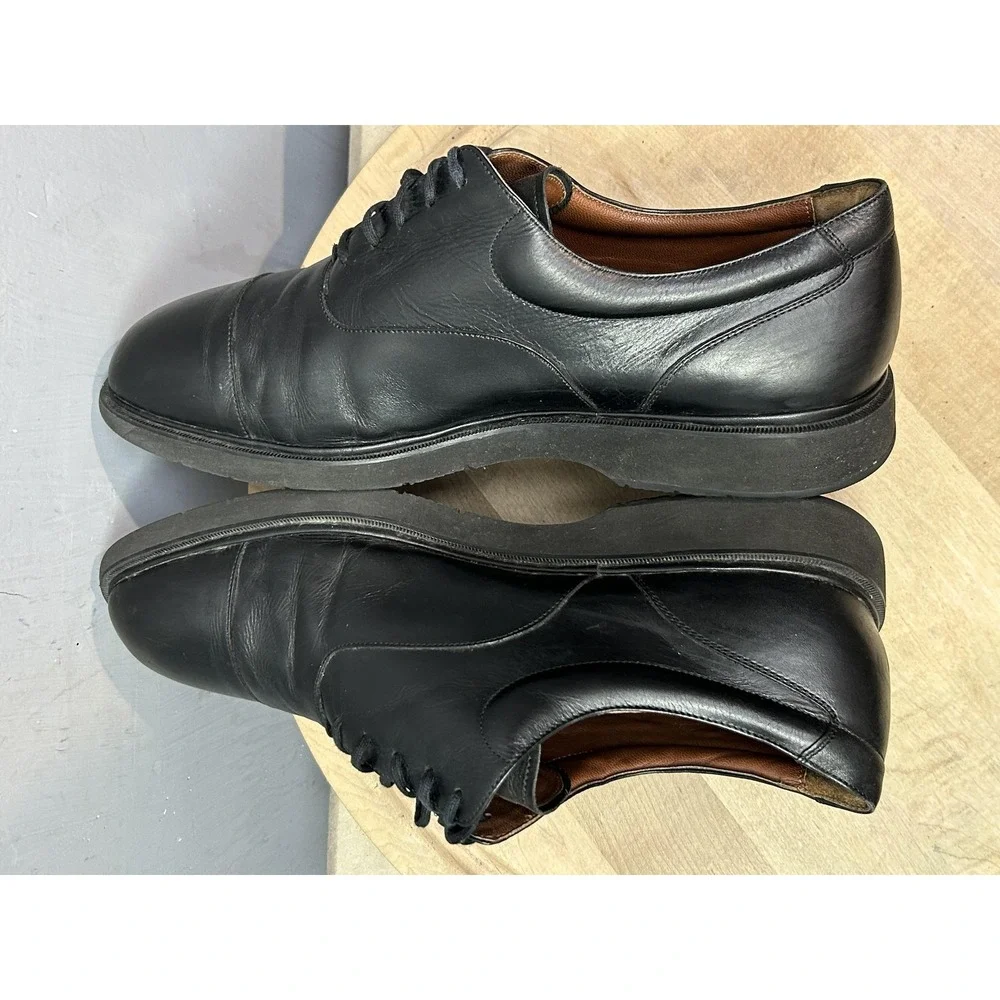 Rockport Dress Shoes Mens Size 13 Black Leather Oxford Cap Toe Vibram‎ MM338